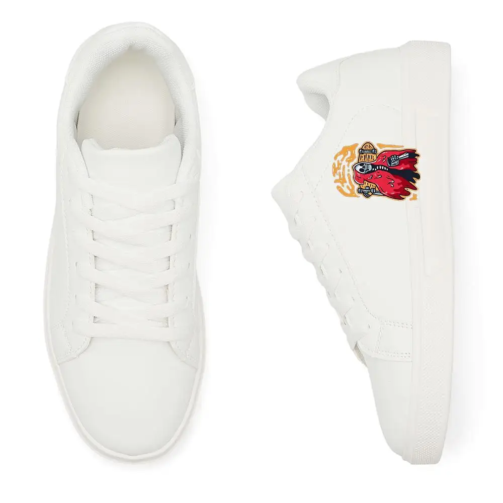 أحذية رياضية بيضاء للرجال: كلاسيكية منخفضة القمة - جزء علوي من الجلد، نعل خارجي مطاطي مقاوم للاهتراء، أحذية كاجوال مطلية بالرش على الجدران باللون الأبيض #5