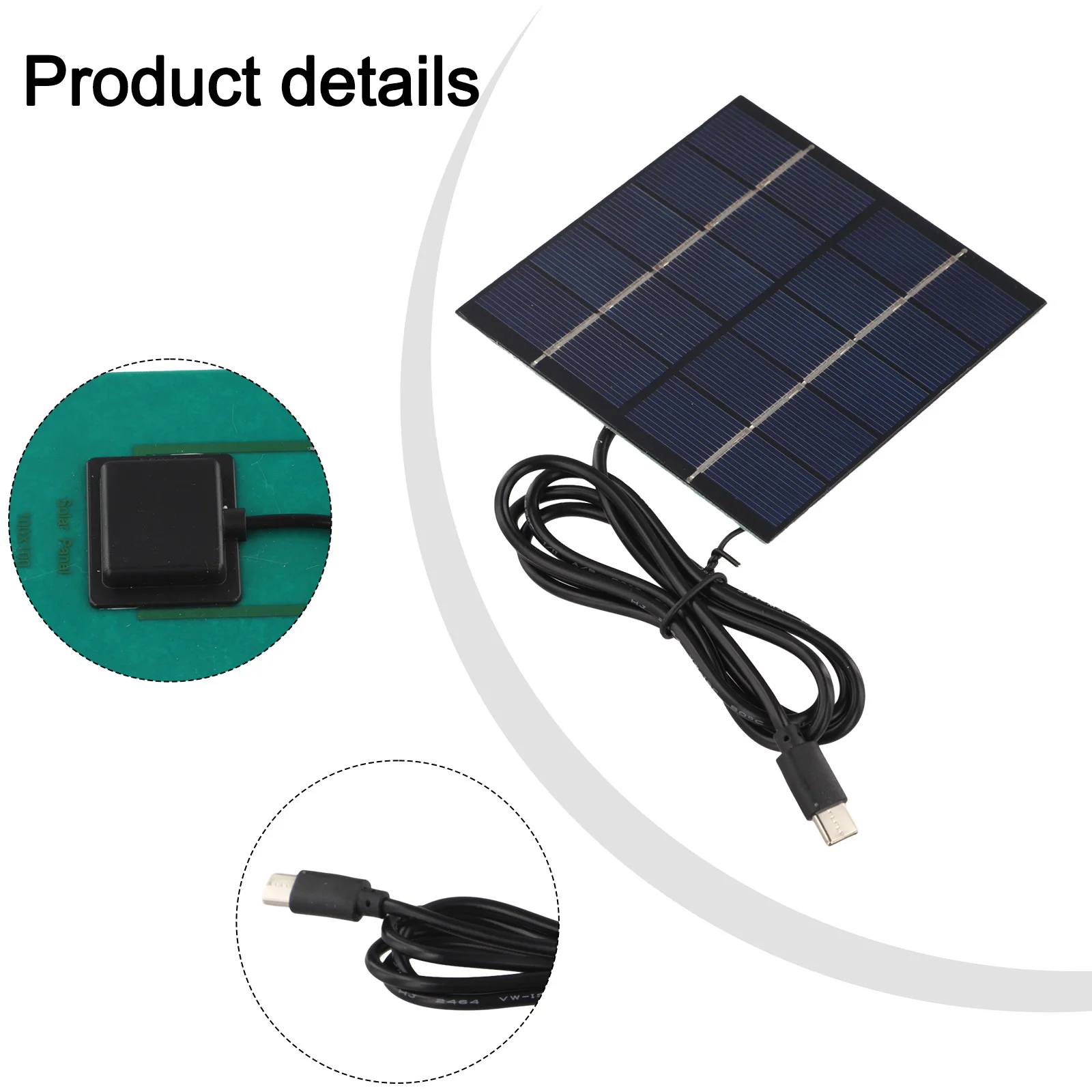 Compact Solar Charger 1 5W with Type C Output for Outdoor Use Portable Mobile Power Supply 10 Centimeters Size