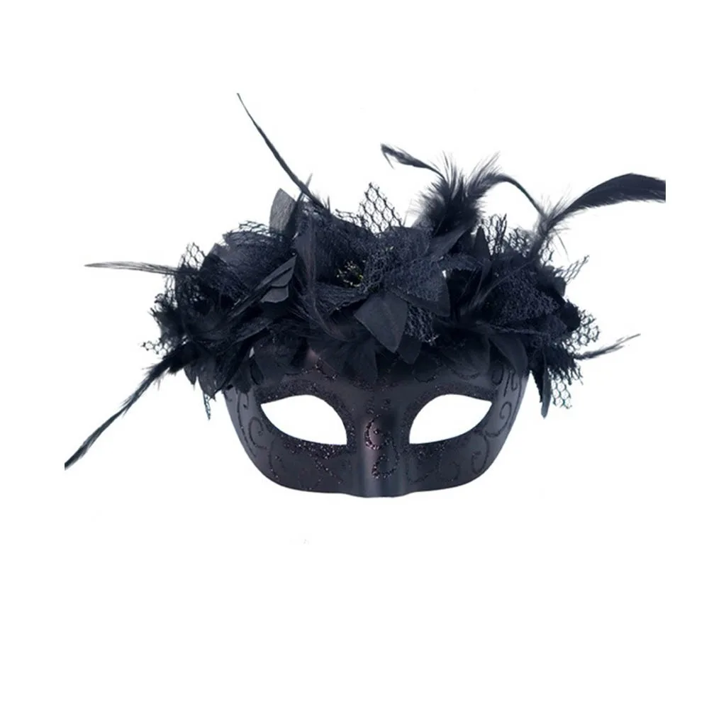 

Half Face Feathered Cosplay Mask Beautiful Novelty Masquerade Decoration Mask Paintings Plastic Halloween Mask