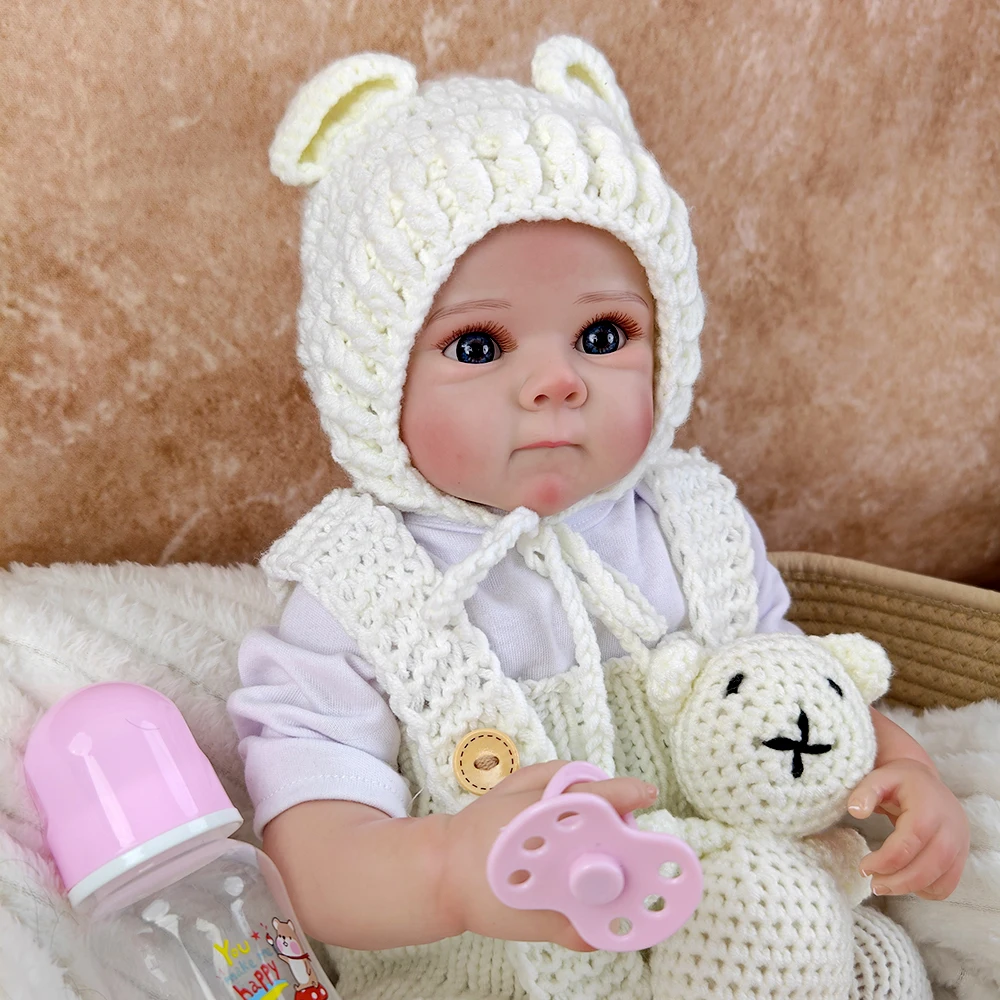 Muñeca Reborn realista de 46cm con acabado como bebé Real, muñeca artística hecha a mano, piel pintada en 3D con venas visibles, extremidades de vinilo