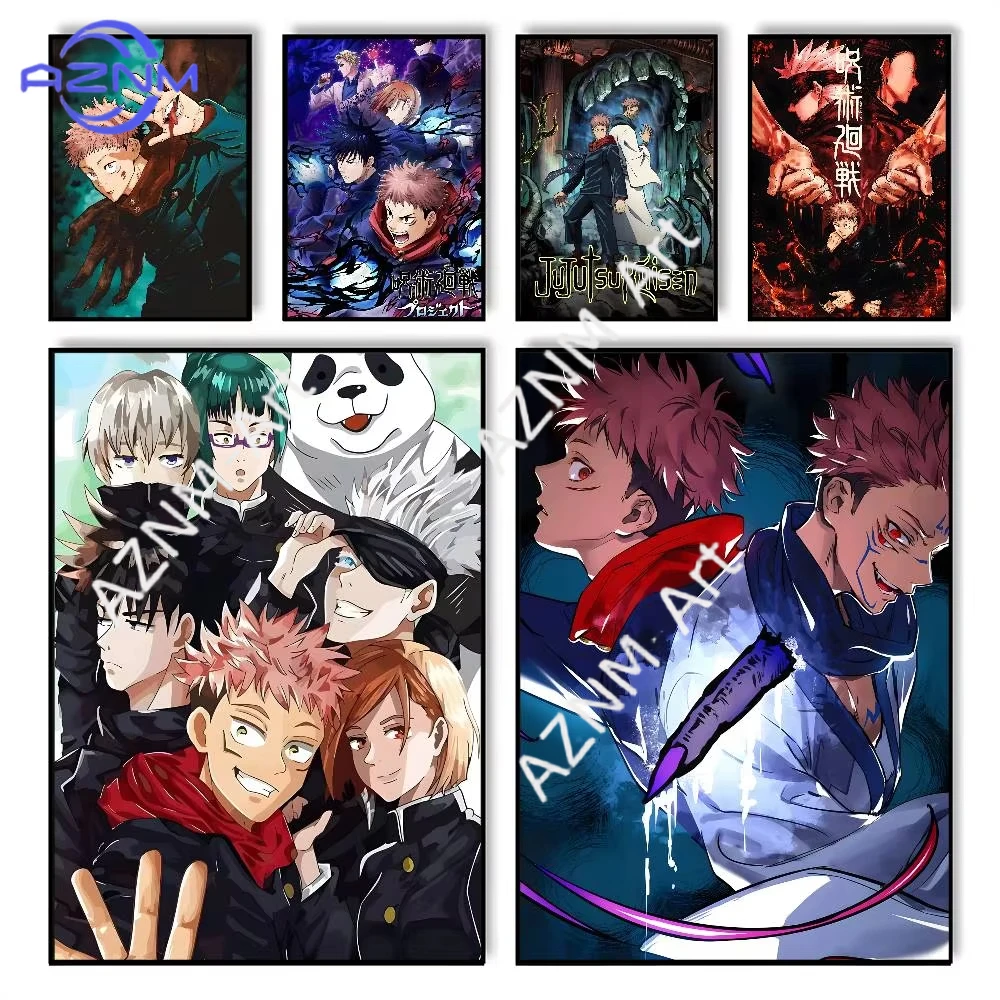 1 Stück Anime J-Jujutsu K-Kaisen Poster, Wandkunstdruck, geeignet für Wohnzimmer, Schlafzimmer, Bar, Salon, Heimdekoration, Geschenk