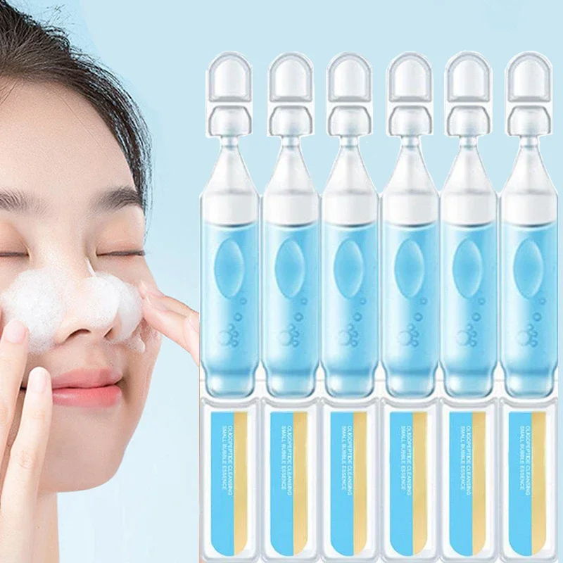 Oligopeptide Small Bubble Cleaning Essence 10pc Brightening Deep Cleansing Gel Skin Care Serum Pore Minimizer Oil Repairs Acne