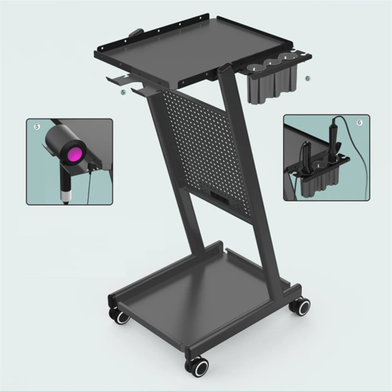 Barber Tool Cart Hair Salon Perm & Color Cart Multi-Functional Pegboard Cart for Hair Salons