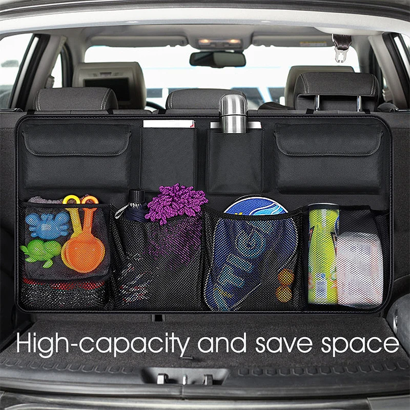 

1Pc Car Trunk Organizer Universal Backseat Storage Bag Net Large Capacity Multi-use Oxford Cloth Automobile Seat Back Organizer