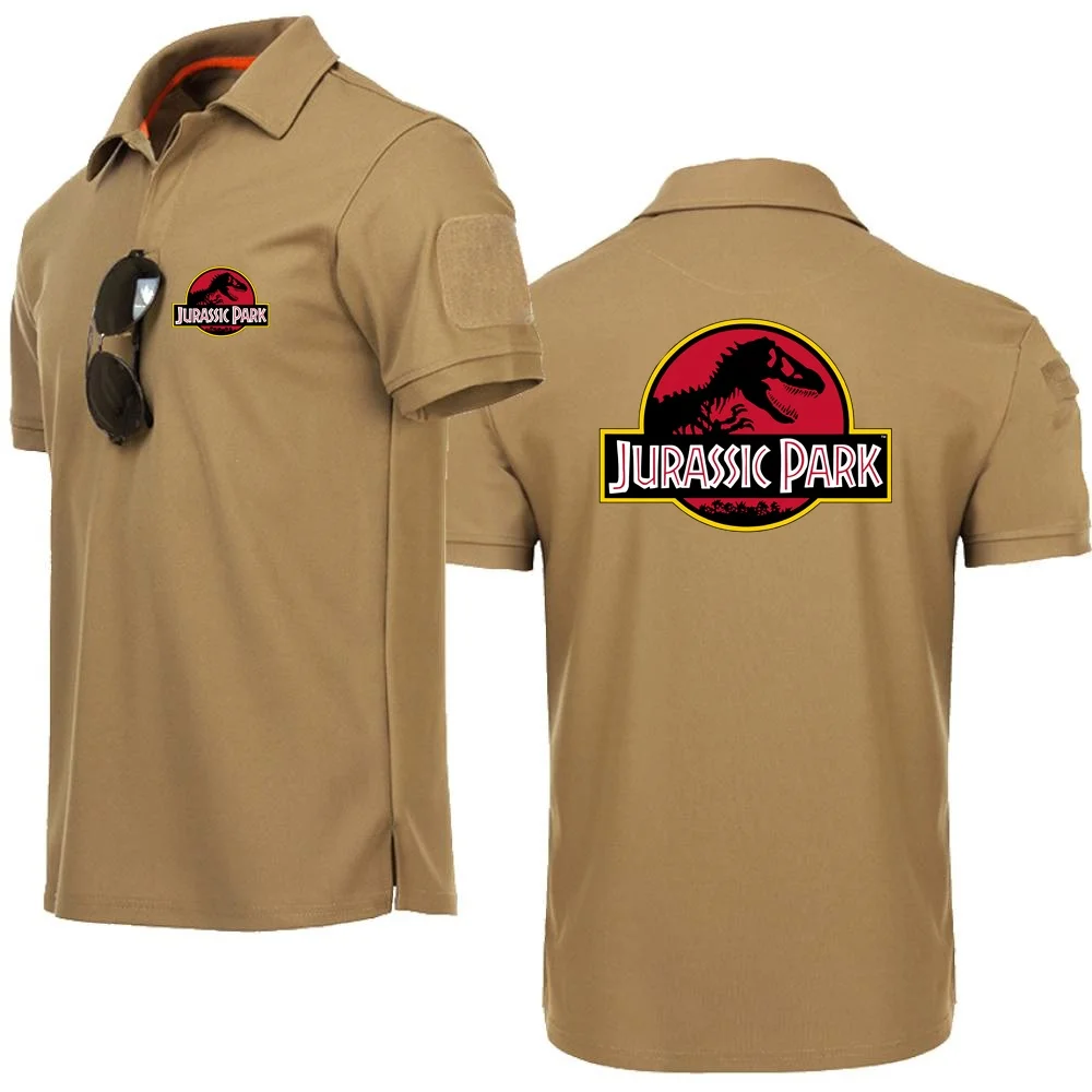 Mens Polo Shirts Military Style Shirts JURASSIC PARK Dinosaur World Graphic Tees Short Sleeve Jersey Sport Topshirt Clothes