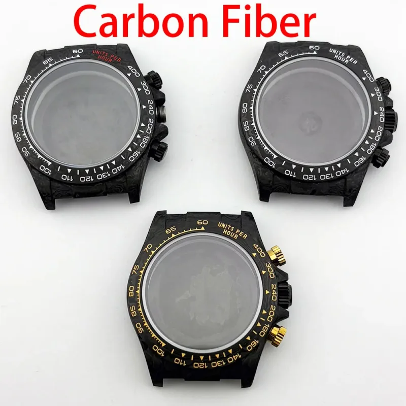 

39mm Daytona Carbon fiber lightweight case sapphire glass suitable for VK63 quartz movement Chronograph watch carbon fiber bezel