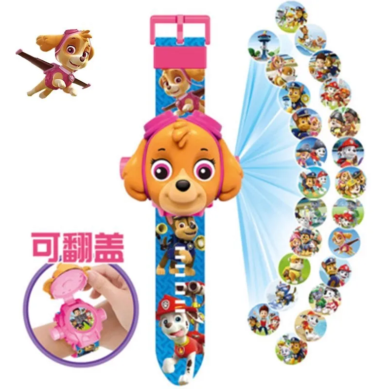 Paw Patrol Toys Set 3D Projection Digital Watch Puppy Patrulla Canina Anime Action Figures Model Toy Marshall Chase Kid Gift