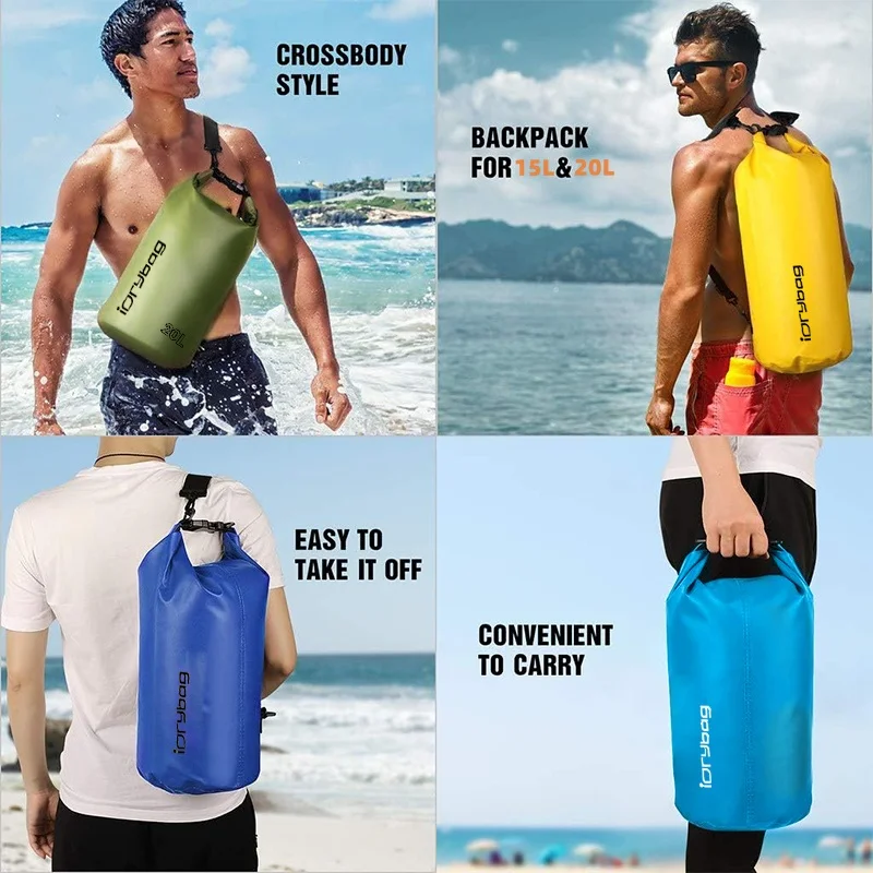 Idrybag Dry Bags Waterproof Bag for Women Men 2/5/10/15/20L Swimming Rafting Kayaking River Trekking Waterproof Dry Bag Backpack image 6