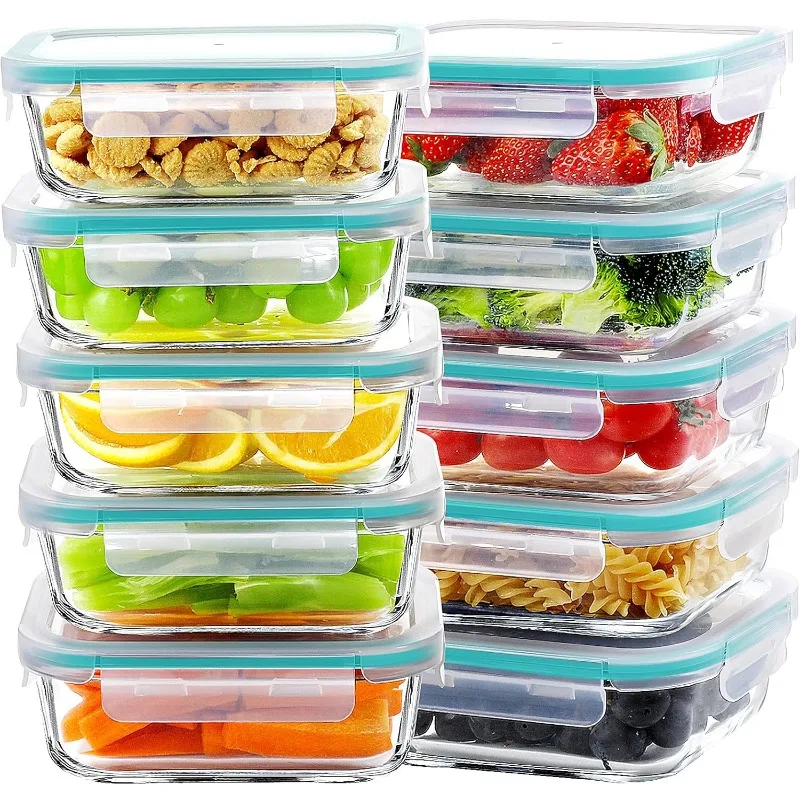 Glass Meal Prep Containers, 10 Packs 22 oz Glass Food Storage Containers,Airtight Lunch Containers with lids - Microwave