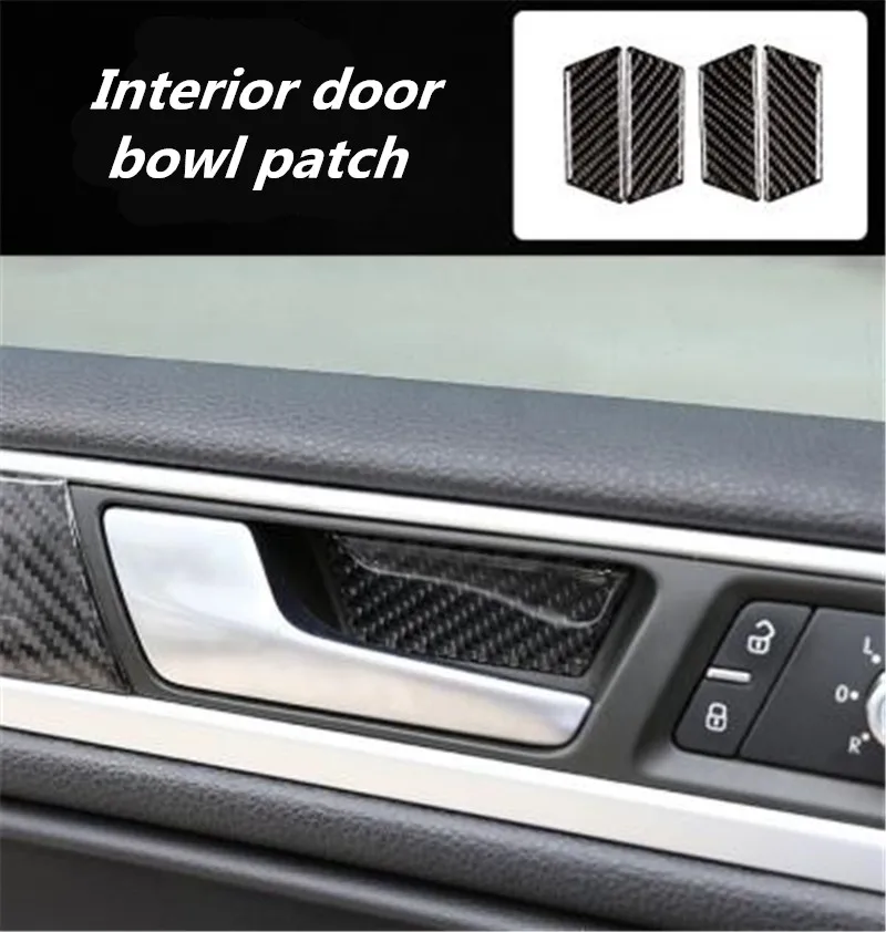 4pcs/lot Car stickers Epoxy Carbon Fiber Interior door bowl patch for 2011-2018 Volkswagen VW Touareg