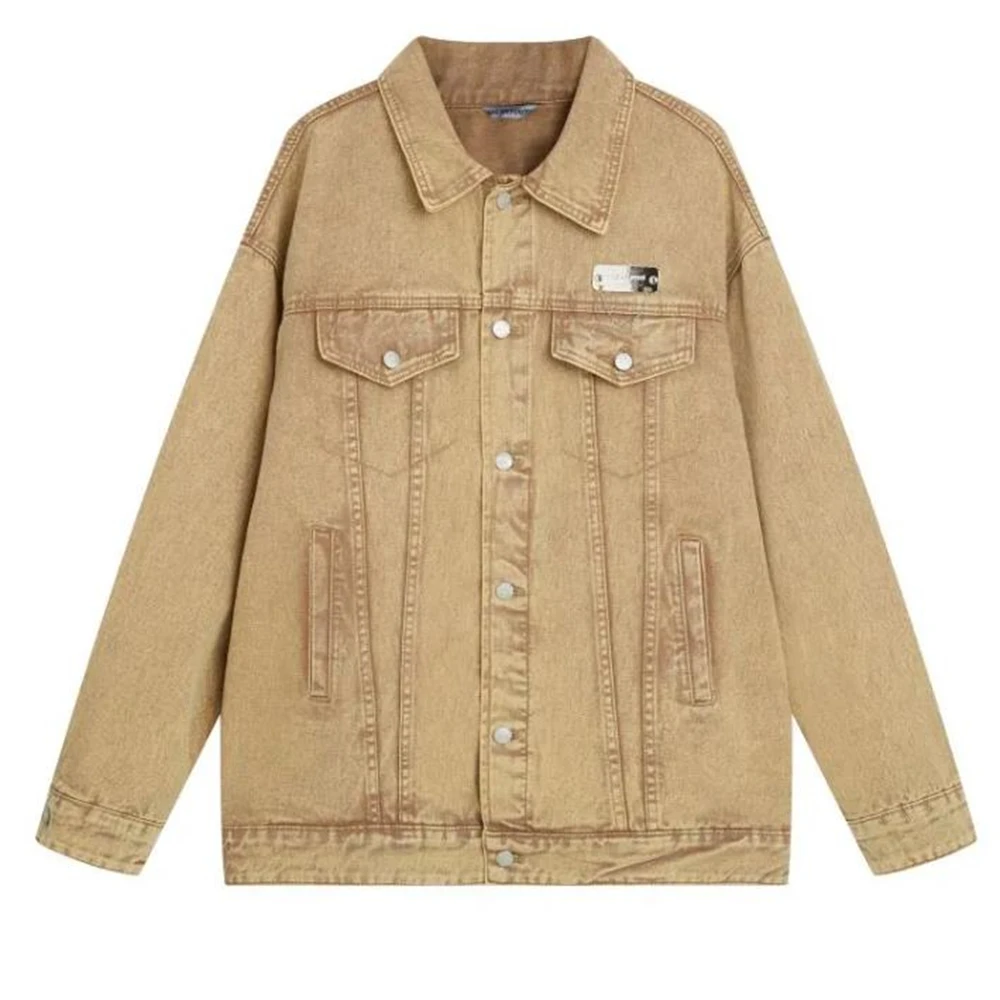 سترة كلاسيكية من قماش الدنيم بحافة خام للإناث ملابس خارجية فضفاضة بنمط منفذ هاراجوكو قسم رفيع سترة علوية للربيع والخريف #6