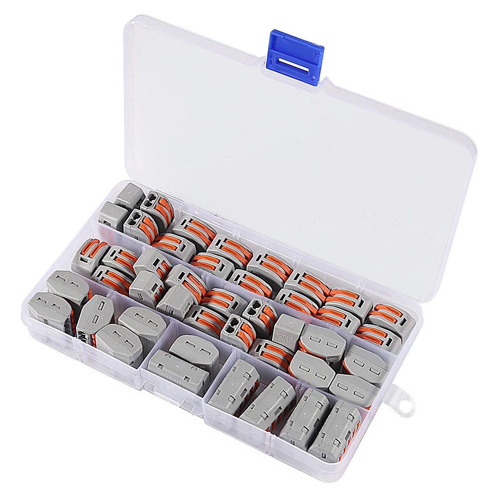 55pcs Quick Wire Connector,Fast Wiring Push in Lever Connectors Electrical Wiring Terminal Block with Storage Box, for Wires