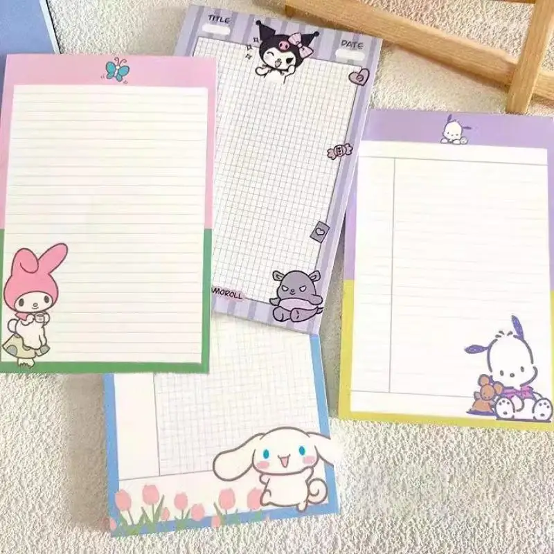 kawaii Pochacco Memo Pads Anime Kuromi Melody Cinnamoroll Sticky Note Notebook Student Tearable Handbook ﻿stationery Kids Gift