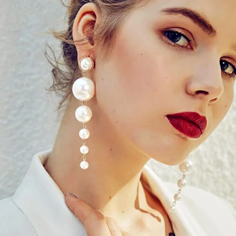 Fashion Korean Earrings 2025 Flower Geometric Long Asymmetry Circle Ear Acrylic Big Dangling Earrings Women Valentine\'s Gifts