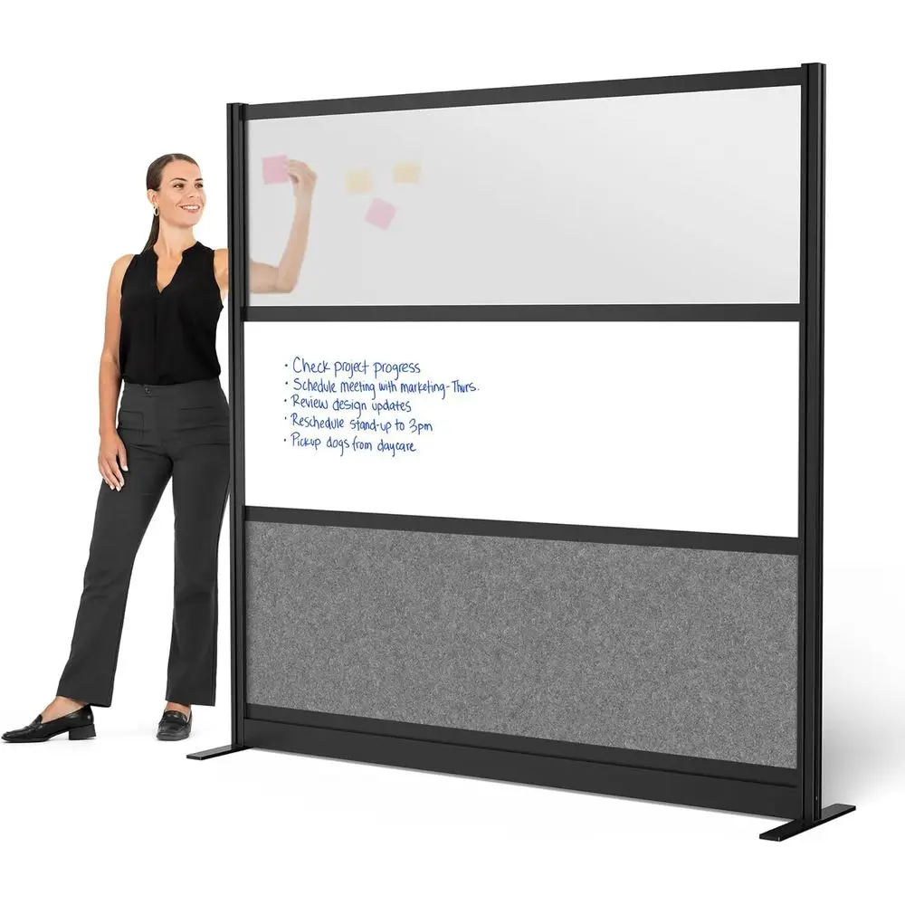 

Adjustable 70 x 70 Wall-Mounted Partition with Sound-Absorbing Acrylic and Whiteboard Panels (Black)