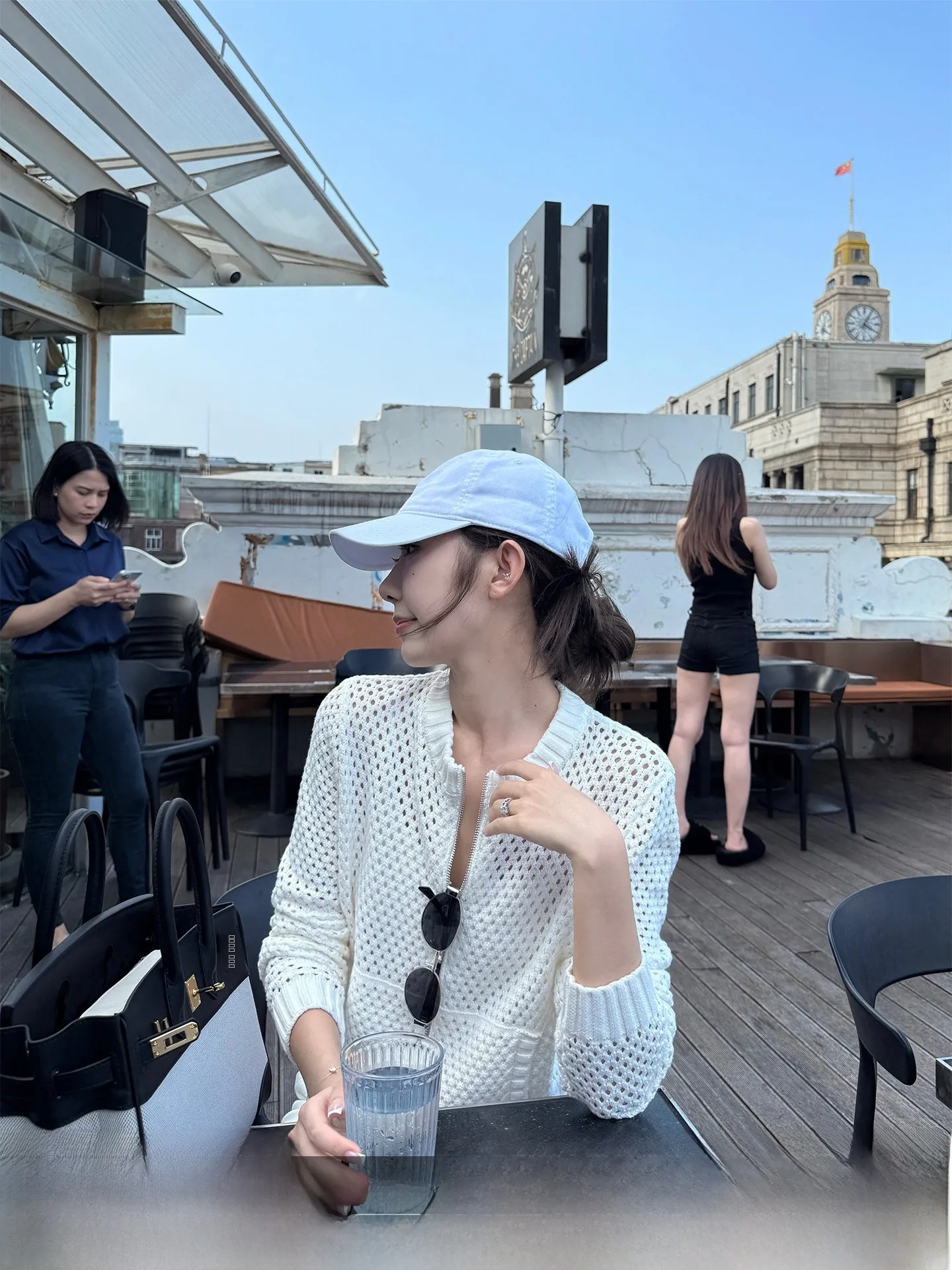 

4PRIL Hollow out Knitted Long Sve Zipper Cardigan Women's Slim Fit round Ne Open Front Sweater Outerwear for Autumn