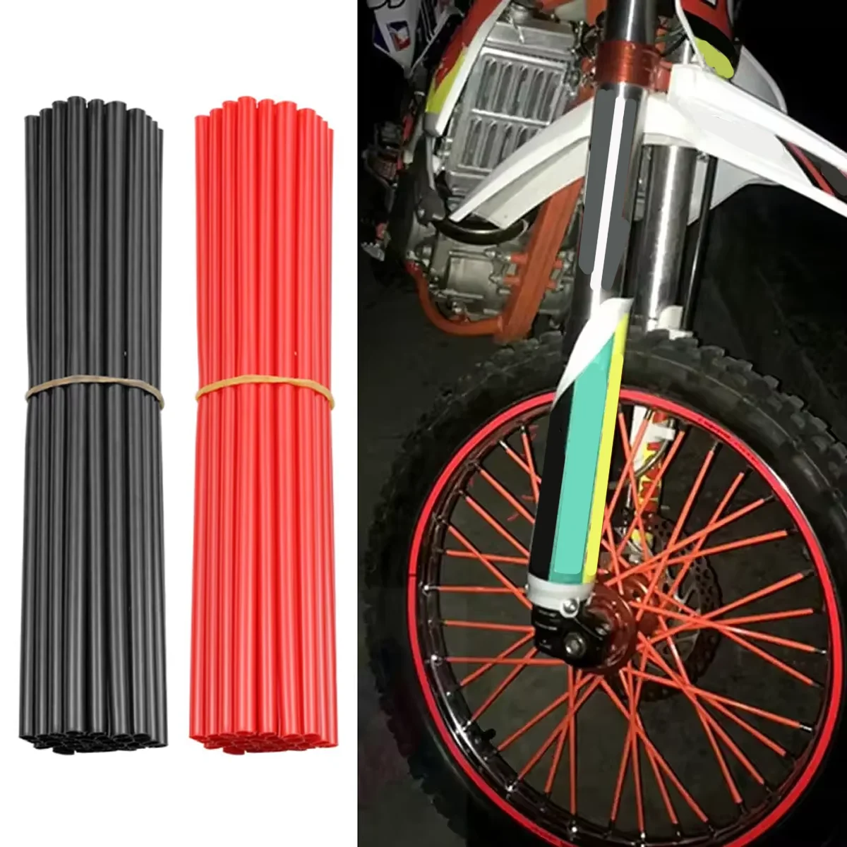 36pcs Bicycle Wheel Spoked Protector Wraps Wheel Rim Spoke Wrap Kit for Motorcycle Bike Color Rims Skin Trim Covers Pipe