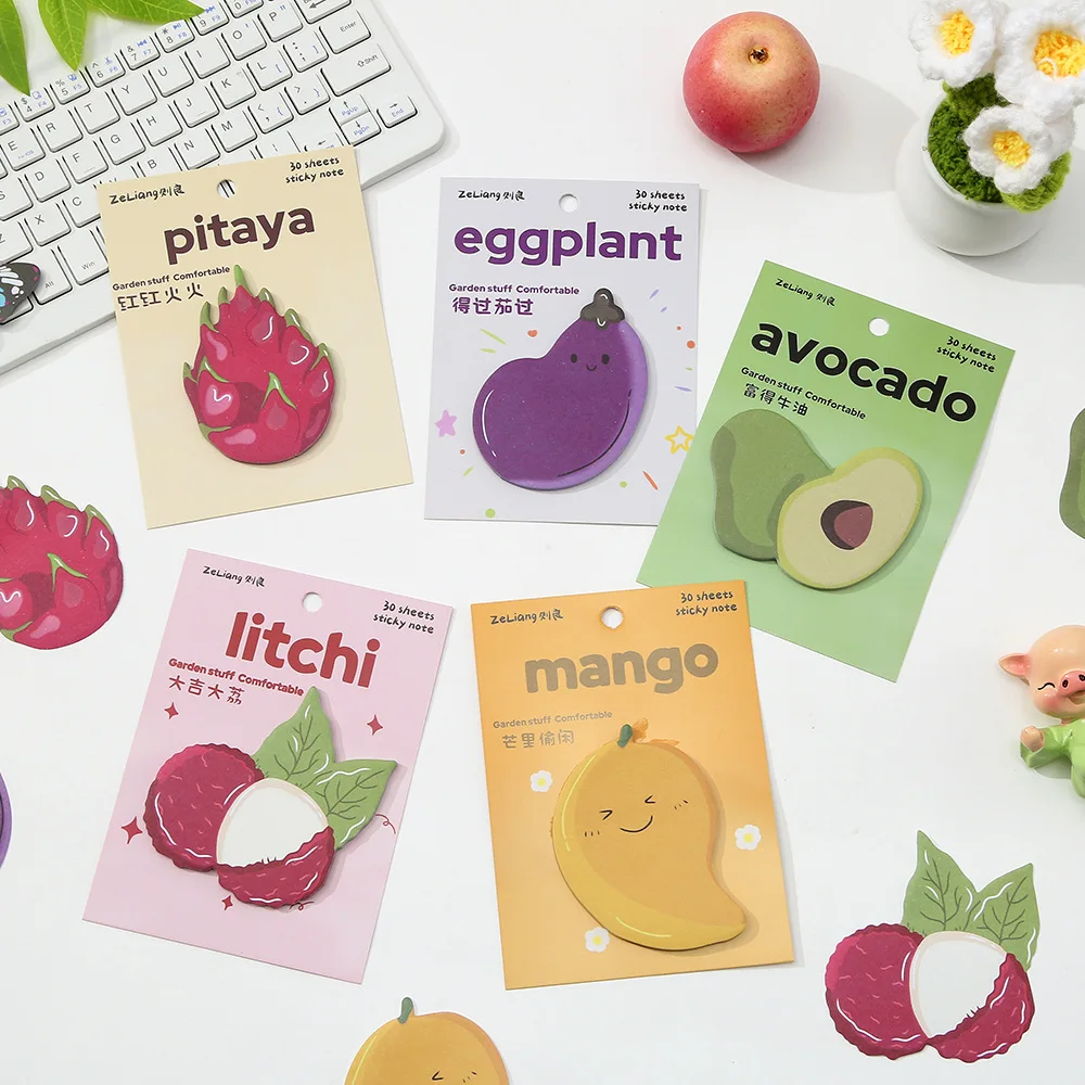 

Cute Fruit Cartoon Sticky Notes, Kawaii Sticky Notes Funny Self-Stick Notes, for Home Office Working