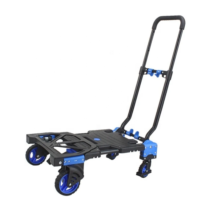 XYFT-008 Folding Hand Truck 150kg Portable 2 In 1 Trolley Luggage Dolly Cart With Retractable Handle For Personal Travel Office