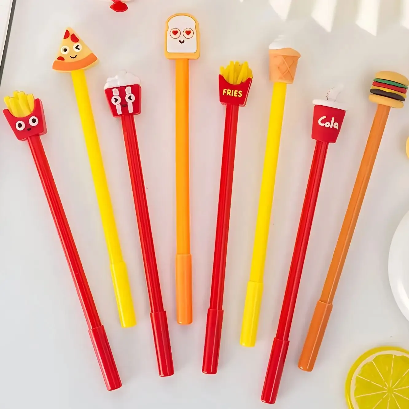 10Pcs/Lot Cute Fast Food Gel Pens 0.5mm Black Ink Cartoon Hamburg Pizza Fries Cola Gel Pen Stationery Kid School Office Supplies