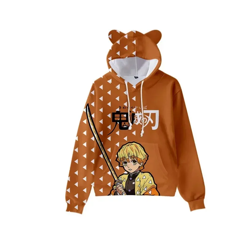 Bear's Den أنيمي شيطان القاتل الاطفال هوديي المراهقين بنين بنات Kimetsu No Yaiba تأثيري Kawaii آذان القط البلوز مقنعين Ja جديد 2025