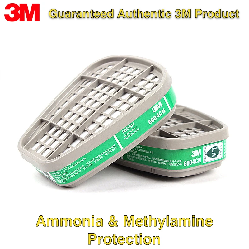 3M 6004 Ammonia Methylamine Filter Cartridge (1 Pair) NIOSH Approved for 6200 7502 6800 Half Face Respirator Mask