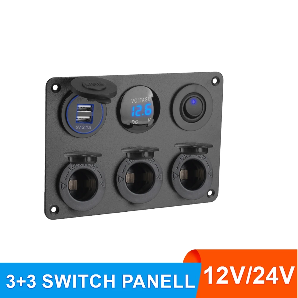 

Dual USB Charging Port 12V Featuring LED Voltmeter And Cigarette Lighter Socket For Car, Marine, RV