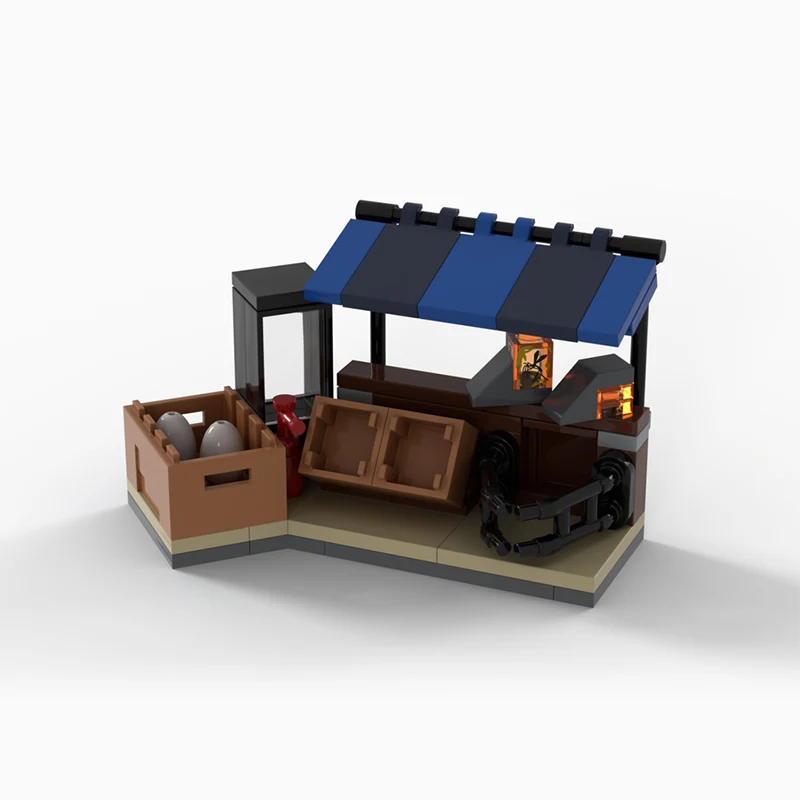 Medieval Castle Model MOC Building Bricks Market Street Stall Modular Technology Gifts Holiday Assemble Children Toys Suit