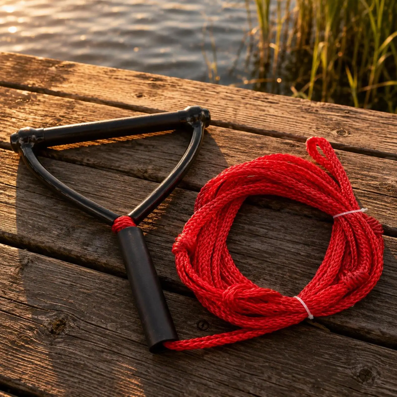 PP PE Aquatic Sports Tow Line Rope Tensioner Coiled Handle for Wakeboard and Water Skiing Behind Boat