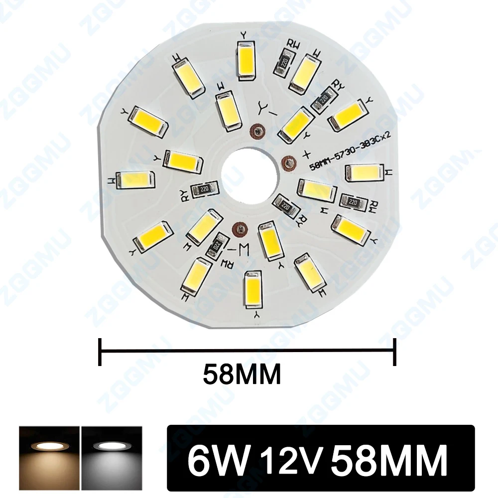 Imagem -05 - Led Lamp Bead Fonte Board 12v Painel de Luz Dual Color Temperatura Cores 44 mm 58 mm Baixa Tensão 5v dc