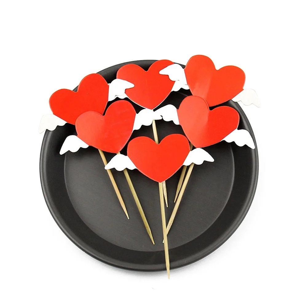

24Pcs Cupcake Picks Heart with Wings Cake Topper Decorations for Birthday Bridal Shower Wedding Cupcake Sticks Decoration