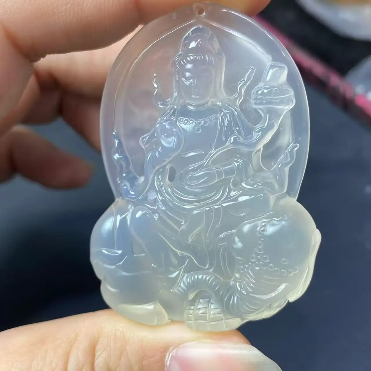 

Natural High Ice Jade Marrow Guanyin Pendant Necklace hand carving Lucky Amulet for Men And Women Fine Jewelry with Certificate