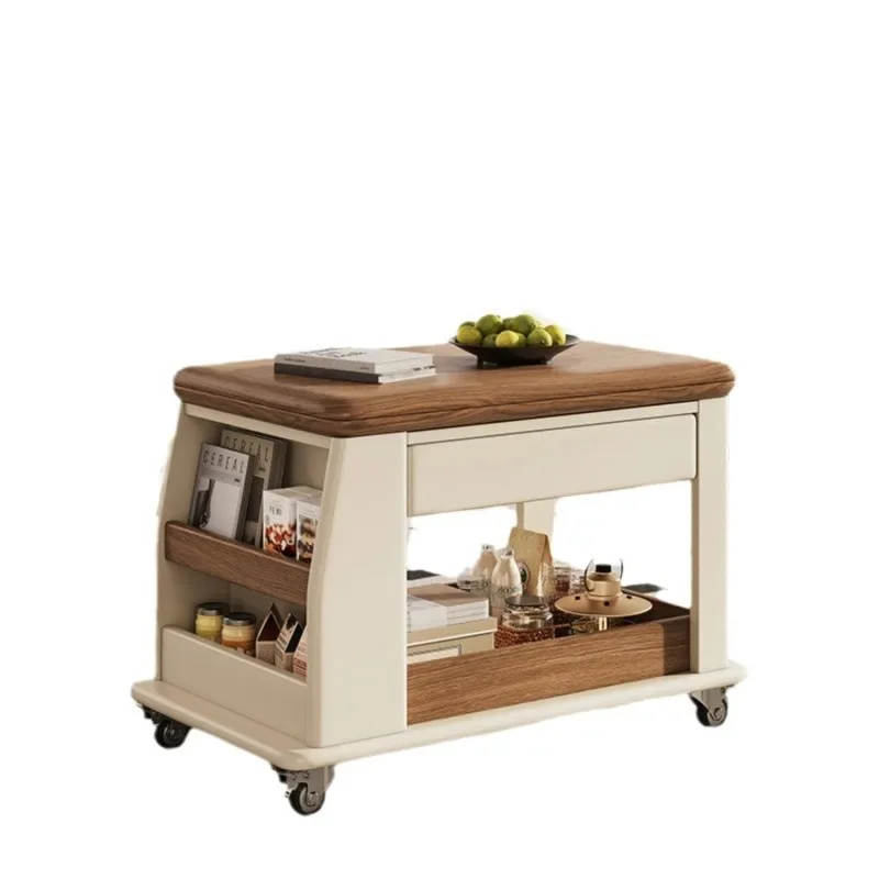 

Medieval removable small apartment multi-functional trolley sofa side few new solid wood folding table coffee table bedroom