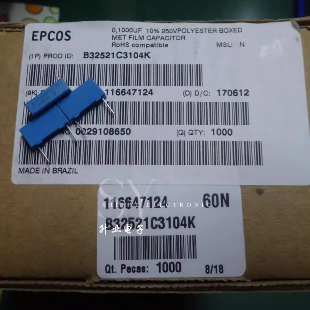 

20PCS EPCOS 0.1uf/250v 100nf u1 104 New 10MM film capacitor B32521C3104K