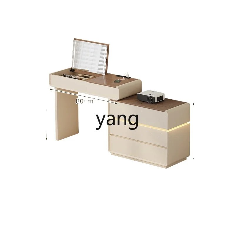 

LTT Medieval Cream Wind Flip Makeup Table Three Bucket Cabinet One Bedroom Solid Wood Retractable Dresser