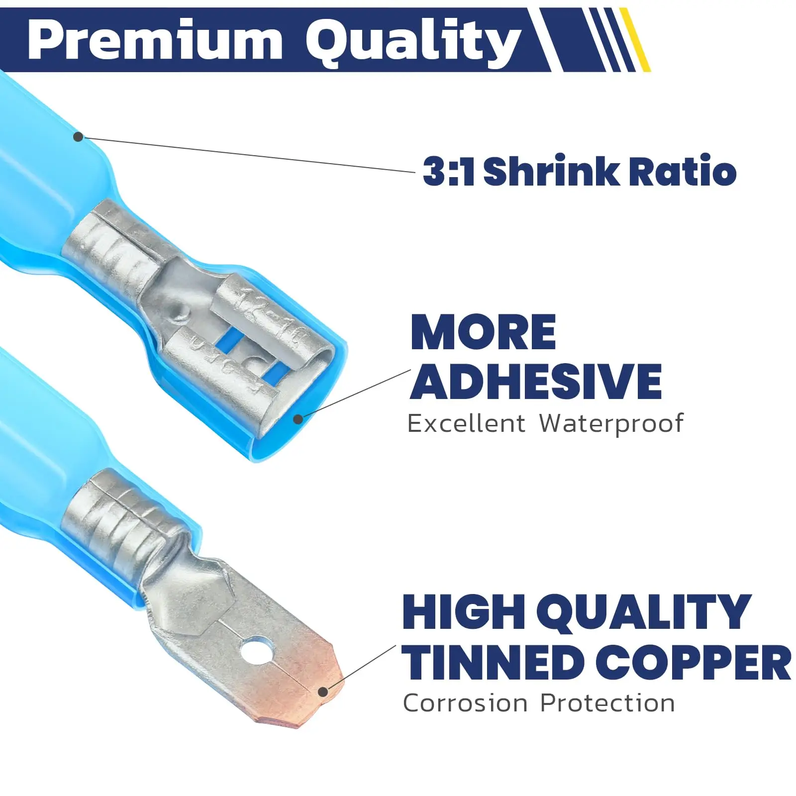 Waterproof Insulated Crimp Terminals Kit Electrical Spade Butt Male Female 220PCS Heat Shrink Wire Connectors