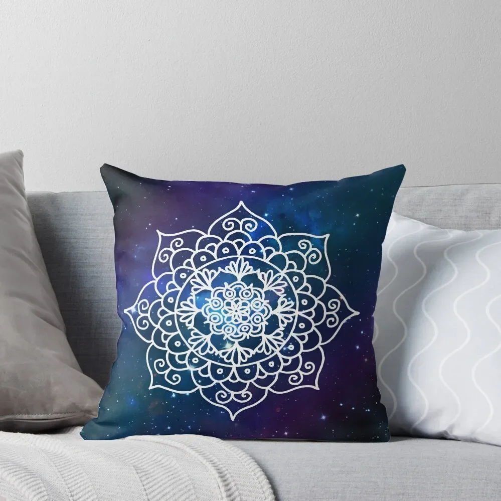 Galaxy Mandala Purple Blue Space Nebula Flower Throw Pillow Decorative Cushions christmas ornaments 2025 pillow