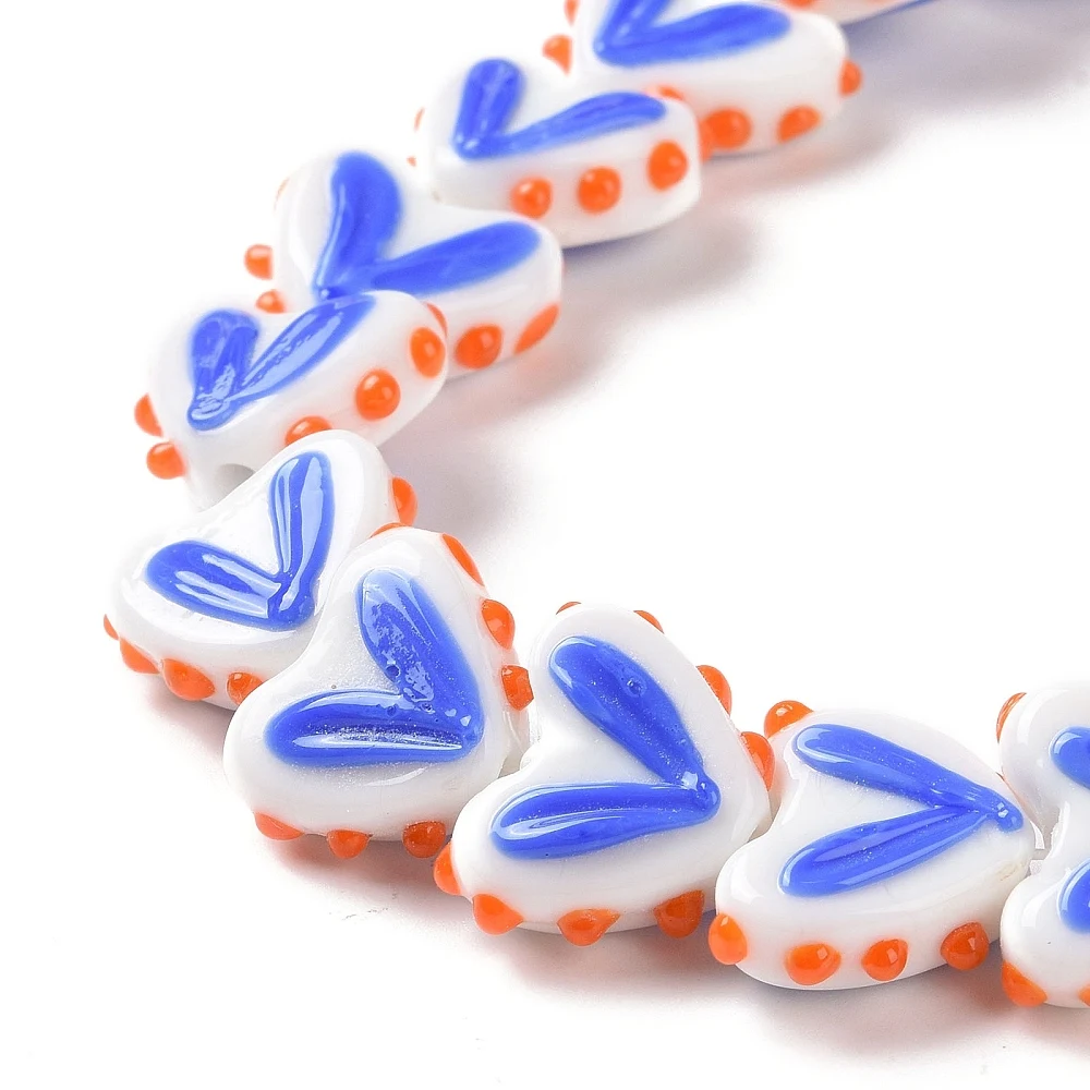 PandaHall 1 Strang handgefertigte Lampwork-Herzperlen, 14-17x16,5-17x6,5-7mm, 38cm Länge für DIY Halsketten- und Armbandherstellung – Detail 3