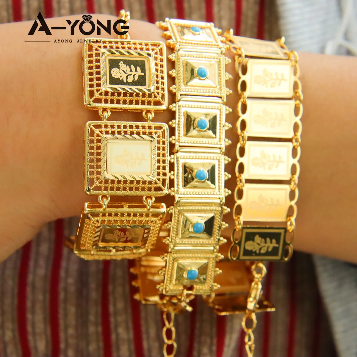 Luxury Gold Plated Bracelet 21k Gold Color Saudi Elegant Fashion Wrap Bangles Dubai Women Bridal Wedding Event Party Jewelry