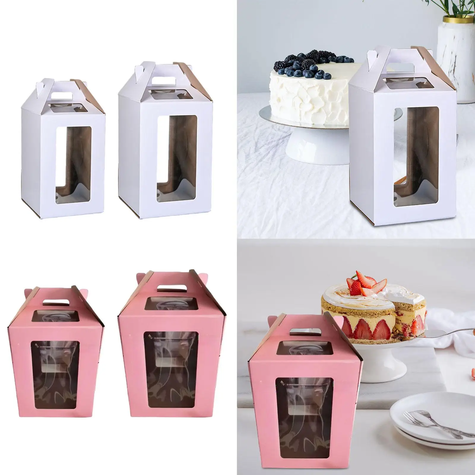 Tall Cake Box Food Storage Multipurpose Tiered Cake Box with Window for Parties Graduation Anniversary Weddings Gatherings