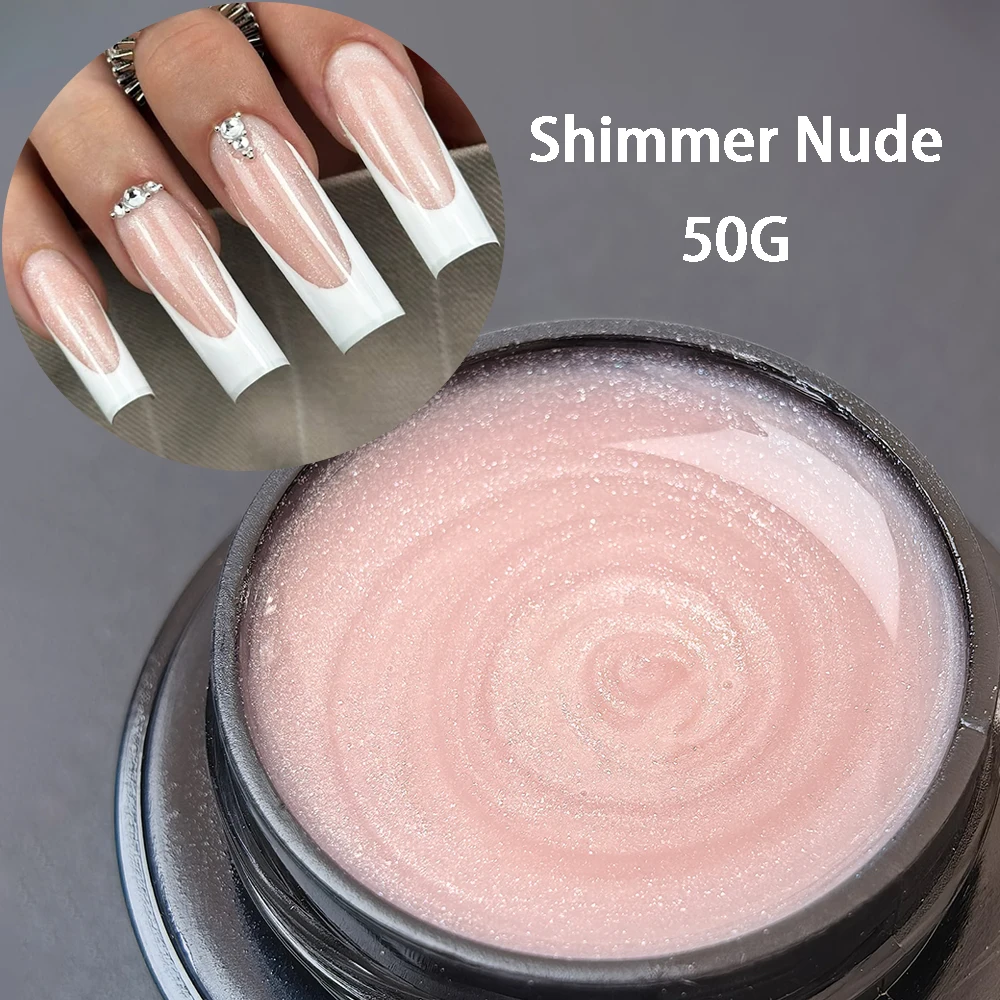 Jillnails Snow Sparkle Builder Nagelgel 100g/50g HEMA- und TPO-frei Schimmernd Glitzernd Rosa Lila Milchig für Nagelverlängerung und Modellierung