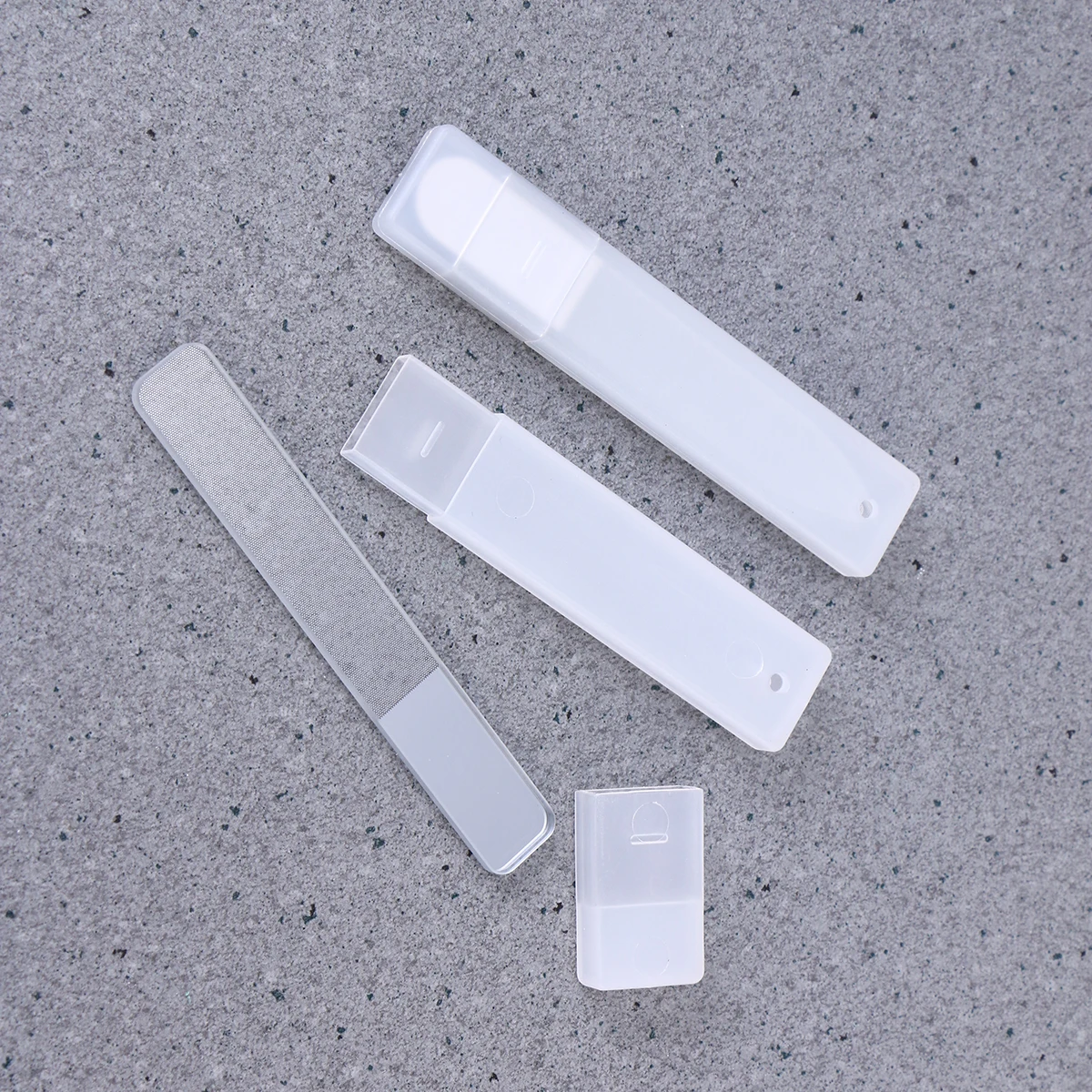 

2pcs Professional Crystal Nail File Glass Double Sided Board Nail Polish Tool (Short Pointed End with Mirror + Short Flat