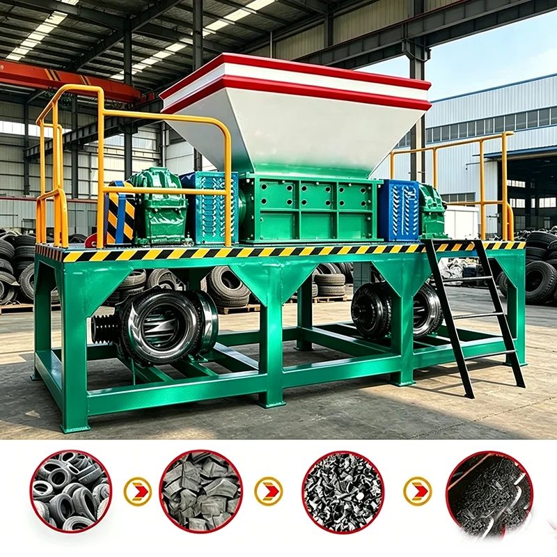Tyre Shredder Machine Double Shaft Scrap Tire Crusher For Waste Disposal