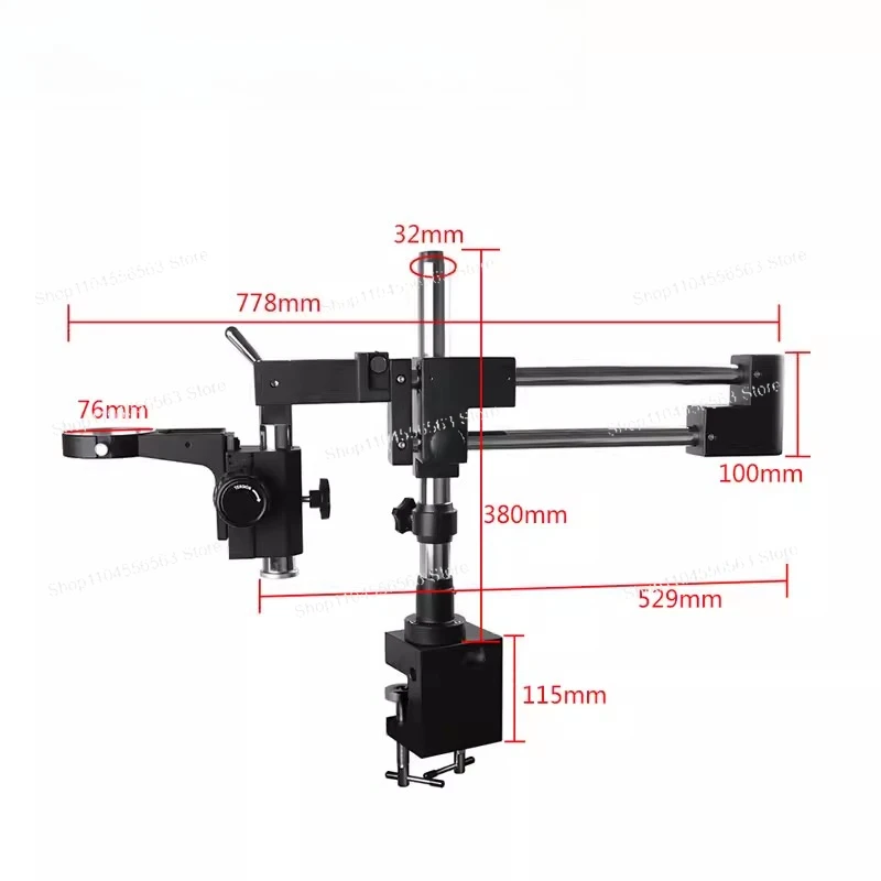 Articulating Microscope Stand with Extension Arm and Bracket for Stereo Trinocular/Binocular Inspection and Repair
