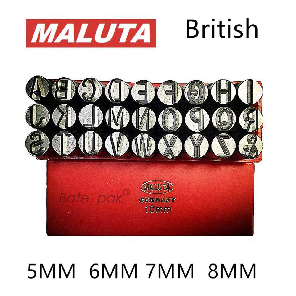 

5/6/7/8mm British steel seal,BateRpak Car Chassis Steel word punch stamp/MALUTA stamp letters,27pcs/box