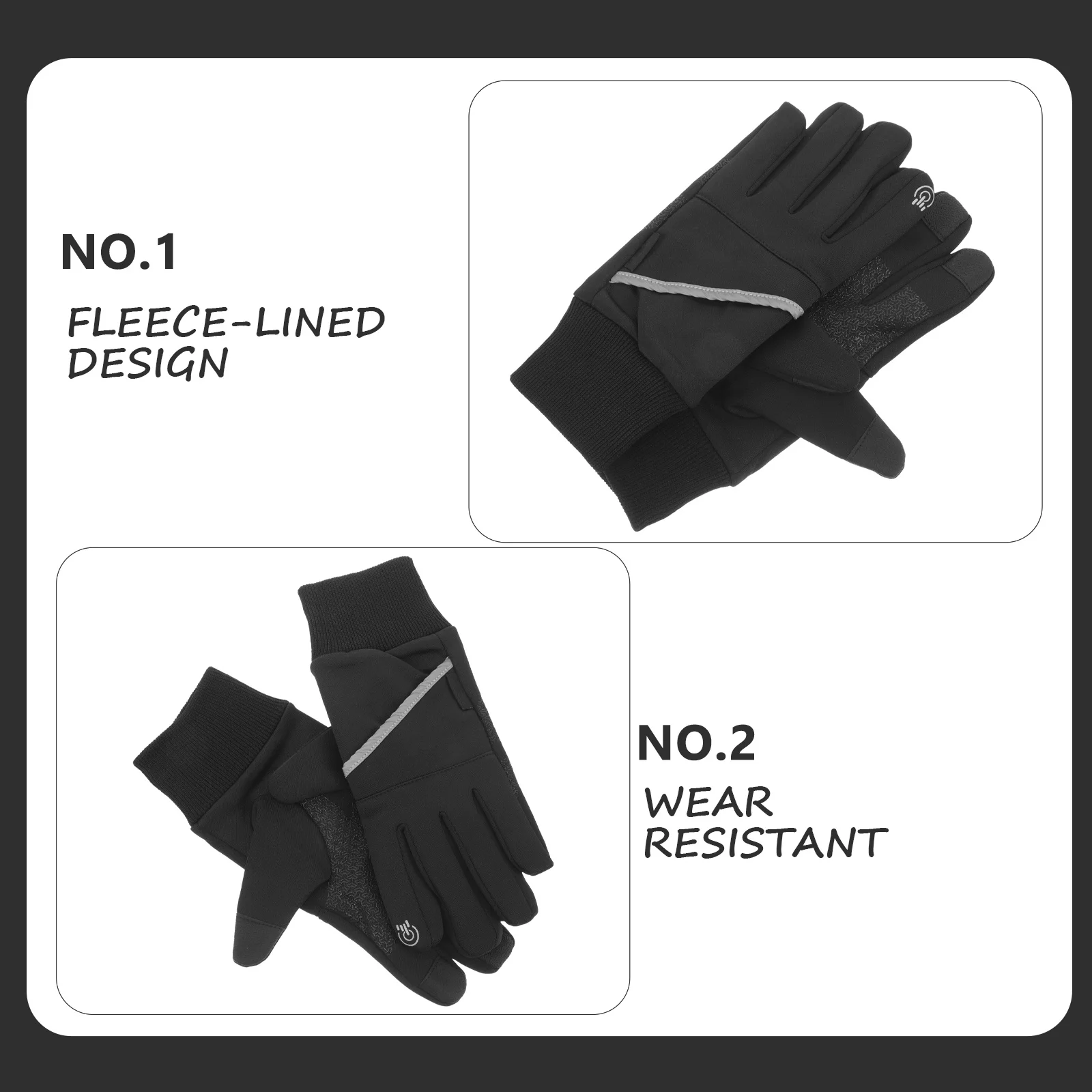 

1Pair Winter Screen Gloves for Men Women Waterproof Windproof Outdoor Sports Zipper Pocket Anti Slip Warm Hand Gloves