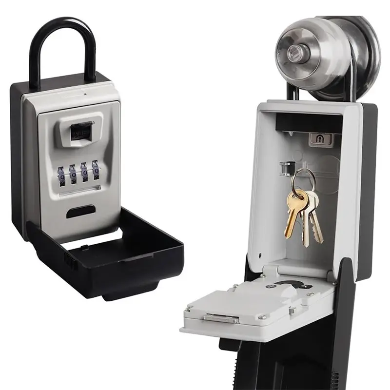 ABMF-مخفي مفتاح خارجي مقاوم للماء للمنزل، صناديق قفل بخطاف أمان لمفتاح المنزل، صندوق مفاتيح رمز قابل لإعادة الضبط للتخزين #5