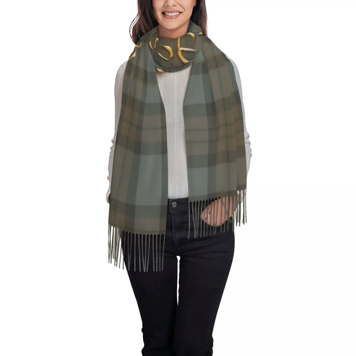 Custom Print Tartan Sassenach Print Scarf Women Men Winter Fall Warm Scarves Outlander Sassenach Symbol Shawls Wraps