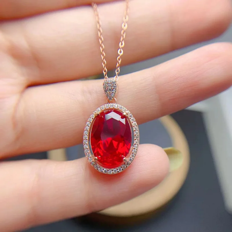 

Red Corundum 925 Silver Inlaid Elegant Style Women'S Accessory Pendant