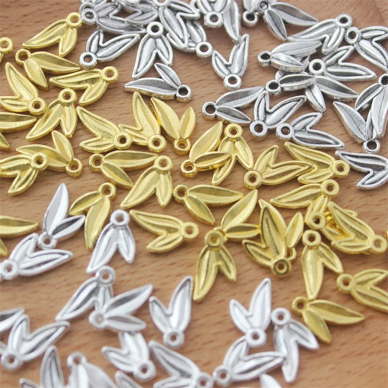 

200 шт./лот DIY микс ювелирных изделий аксессуары ретро маленькие листья бамбуковые кисточки подвески телефон браслет кулон